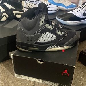Jordan Black and Gray Athletic Shoes